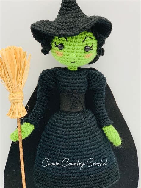 Handmade crochet witch doll
